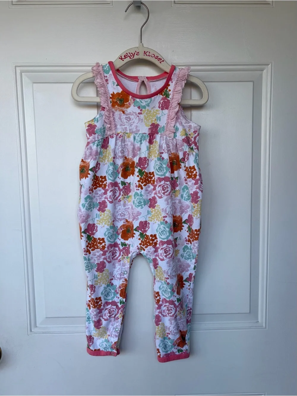 •Burt’s Bees Baby• Floral Ruffle Organic Cotton Romper - Size 18M